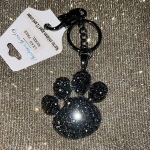 Black Glitter Paw Keychain or Bag Charm